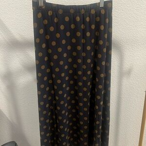 Boden Cotton Black and Gold Polka Dot Maxi Skirt